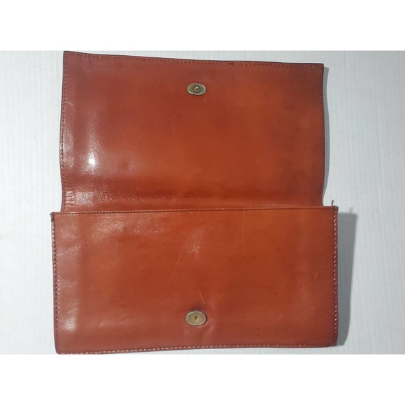 Vintage Alfie's Hand Made Brown Leather Clutch 7" x 12" Italy Snap Closure - Picture 6 of 11